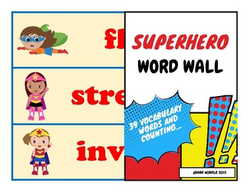 Preview of Superhero word wall - vocabulary cards