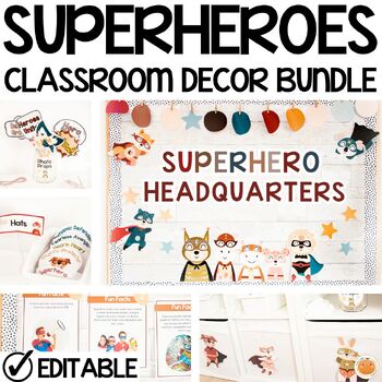 Preview of Superheroes Classroom Decor Bundle, Room Transformation, Posters, Editable