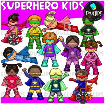 Preview of Superhero Kids Clip Art Set {Educlips Clipart}