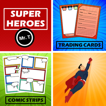 Preview of Superheroes -> Comic Strip Templates + Trading Card Templates + Lesson Ideas