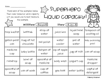 Superheroes: Liquid Capacity (Metric) - Milliliters ...