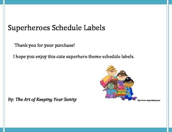 Preview of Superheroes Schedule Labels