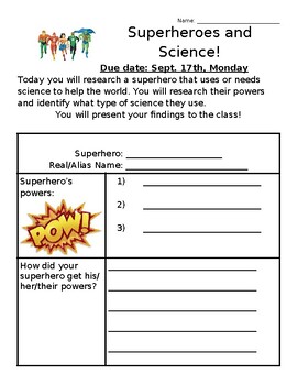 Preview of Superheroes and Scientists - First Week of School Activity