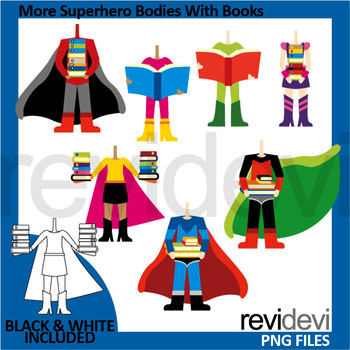 Preview of Superheroes clip art - More superhero bodies with books clipart