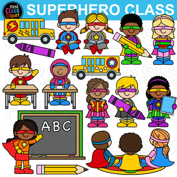 Preview of Superheroes in the classroom clip art