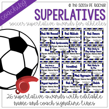 Soccer Superlative Awards - Royal Blue by The Sassy PE Teacher | TpT