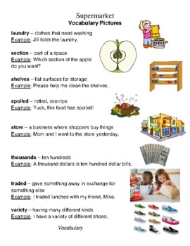 supermarket reading street vocabulary worksheets teaching resources tpt