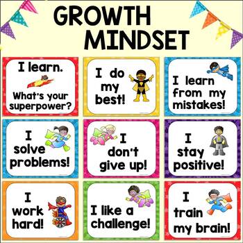 Preview of Growth Mindset Poster & Bulletin Board Kit Kindergarten and 1st Grade {SEL}