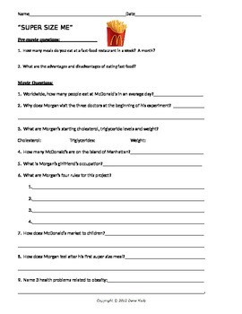 Supersize Me Worksheet - ESL worksheet by Desperate Housewife