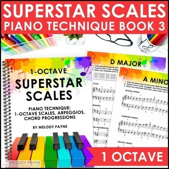Preview of 1-Octave Superstar Scales, Arpeggios, Chord Progressions Piano Technique Book 3