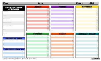 Preview of Superstar School Week Desk Planner (5 & 7 Day)