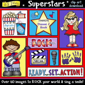 Preview of Superstars Clip Art for Theater, Music, Movies and Performance Arts