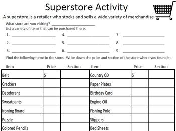 Preview of Superstore Shopping Activity