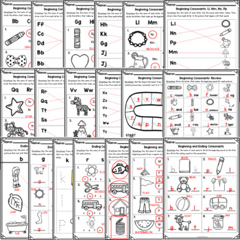 beginning and ending sounds worksheets by kinder pals tpt