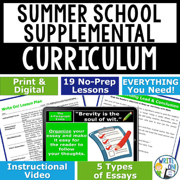 Preview of Supplemental Writing Lessons for Summer School Bundle - Middle School