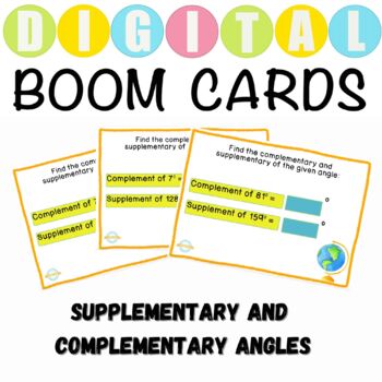 Preview of Supplementary And Complementary Angles - Boom Cards™