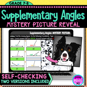 Preview of Supplementary Angles Self-Checking Digital Mystery Picture Art Reveal
