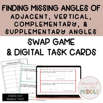 Preview of Supplementary, Complementary, Vertical and Adjacent Angles& TPT digital activity