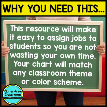 Job Chart EDITABLE for Classroom Jobs by Clutter-Free Classroom | TPT