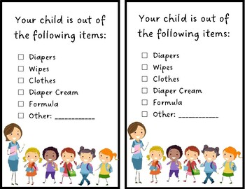 Printable childcare supply list for parents
