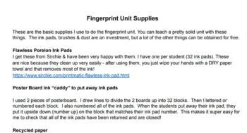 Preview of Supplies Needed for Fingerprint Unit