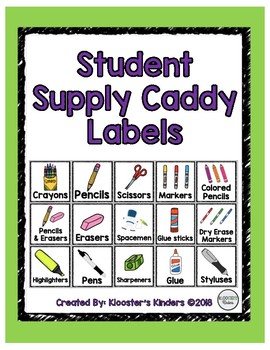 Classroom Labels, Caddy Supply Labels