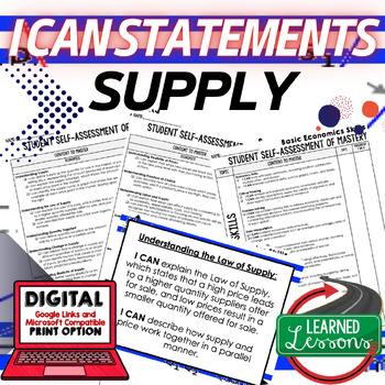 Preview of Supply I Can Statements & Posters Self-Assessment Economics