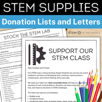 Preview of Supply Lists and Donation Letters for STEM Activities | Back to School STEM