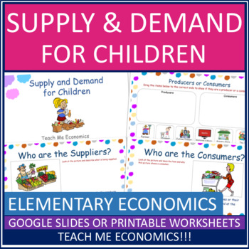 Preview of Supply and Demand Elementary Economics Google Slides or Printable Worksheet