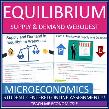 Preview of Supply and Demand Market Equilibrium Economic Webquest Economics Worksheet