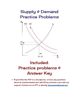 Preview of Supply and Demand Practice Problems with Answer Key! Shifts, graphs in econ
