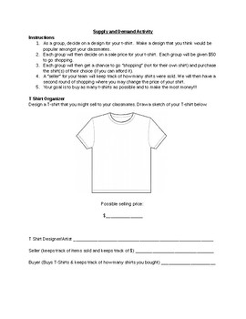 Preview of Supply and Demand T-Shirt Activity