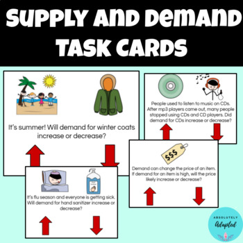 Preview of Supply and Demand Task Cards with Visual Supports and Multiple Choice