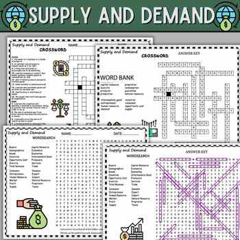 Preview of Supply and Demand Terms wordsearch & Crosswords