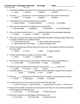 demand and supply essay questions and answers
