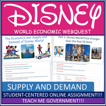Preview of Supply and Demand & Economic Impact of Disney World Webquest Economics Worksheet