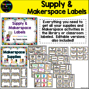 Preview of Supply and Makerspace Labels (Abstract Geometric Design)