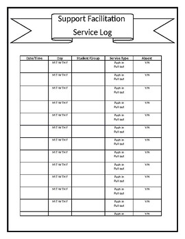 Preview of Support Facilitation/Service Log