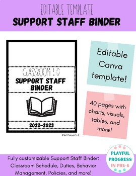 Preview of Support Staff, Paraprofessional, Assistant Teacher Training Binder - EDITABLE!!!