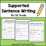 Supported Sentence Writing Practice Worksheets for First Grade