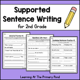 Supported Sentence Writing Practice Worksheets for Second Grade