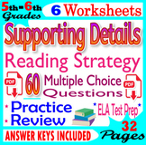 Supporting Details Worksheets. 5th-6th Grade Reading Compr
