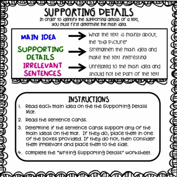 Supporting Details Activity by Bring Lit On | Teachers Pay Teachers