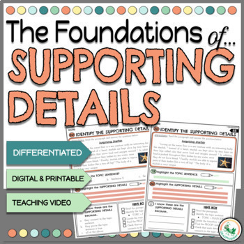 Preview of Supporting Details Graphic Organizers Main Idea & Key Details Worksheets