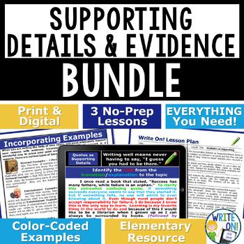 Preview of Main Idea - Supporting Details - Supporting & Citing Evidence in Writing Essays