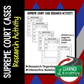 Supreme Court Cases Research Graphic Organizer by Learned Lessons LLC