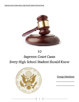 Supreme Court Cases Student Driven Learning by Matt s Boredom Busters