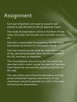 Supreme Court Cases: Student Presentations of Landmark Decisions