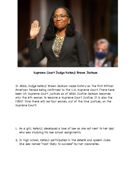 Preview of Supreme Court Justice Ketanji Brown Jackson-FREEBIE