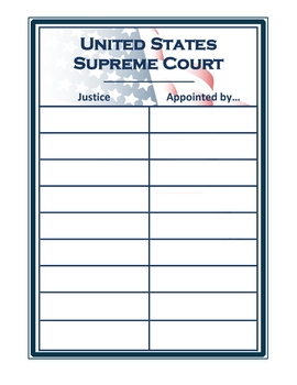 Preview of Supreme Court Justices Graphic Organizer
